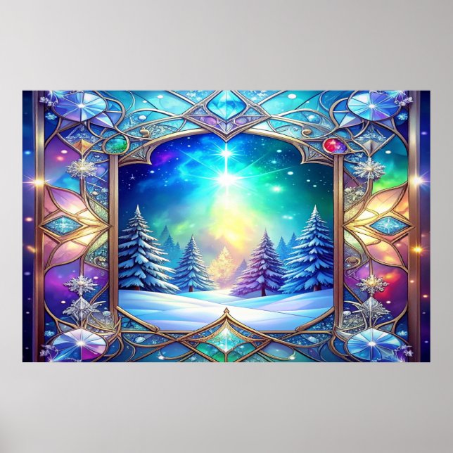 Ornate Stained Glass Holiday Poster (Front)