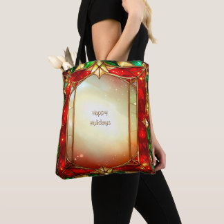 Ornate Stained Glass Holiday Tote Bag