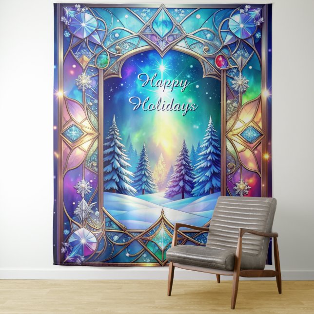 Ornate Stained Glass Pattern Backdrop Tapestry (In Situ)