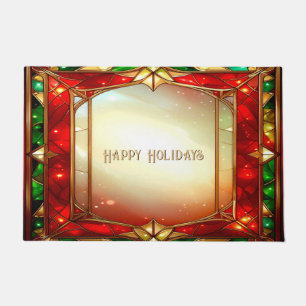 Ornate Stained Glass Pattern Holiday Doormat