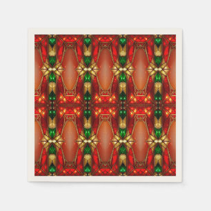 Ornate Stained Glass Pattern Holiday Napkin
