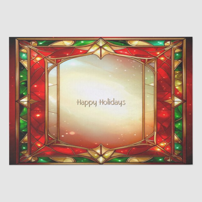 Ornate Stained Glass Pattern Holiday Tissue Paper (Front)