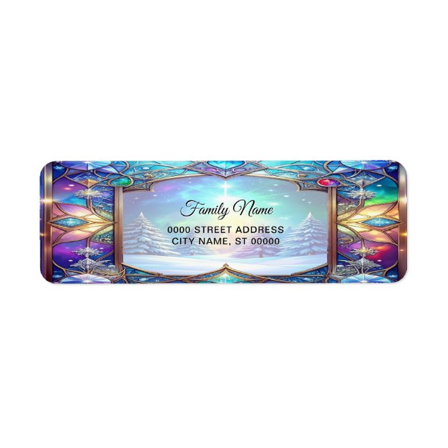 Ornate Stained Glass Pattern Return Address (Front)