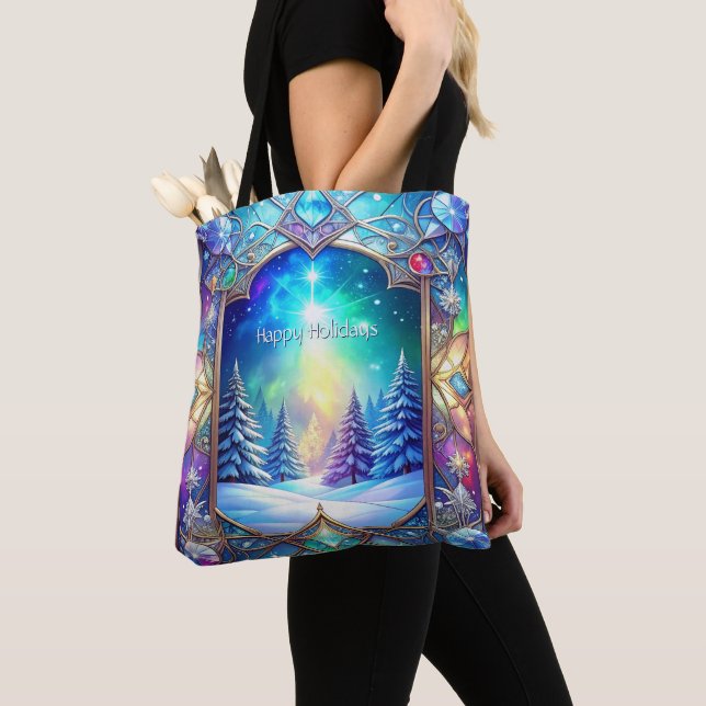 Ornate Stained Glass Pattern Tote Bag (Close Up)