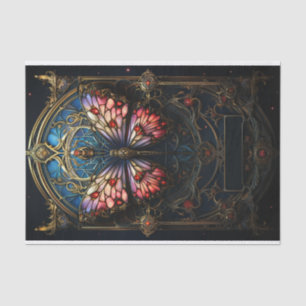 Ornate stained-glass style butterfly tissue paper