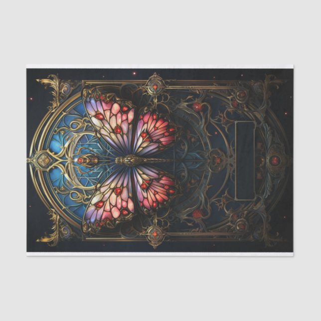 Ornate stained-glass style butterfly tissue paper (Front)