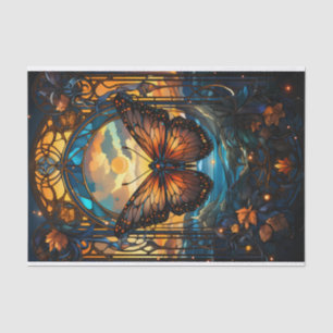 Ornate stained-glass style butterfly tissue paper