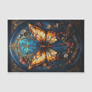 Ornate stained-glass style butterfly tissue paper