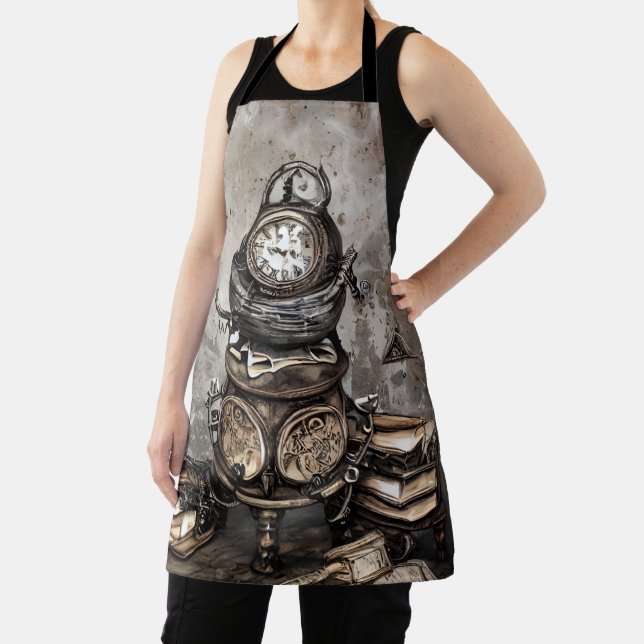 Ornate Steampunk Cauldron | Spellbooks and Clocks Apron (Insitu)