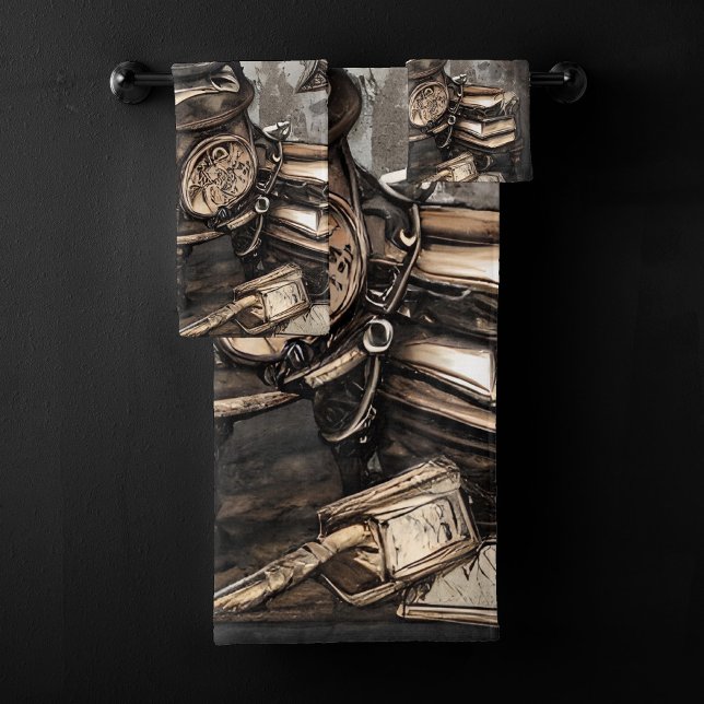 Ornate Steampunk Cauldron | Spellbooks and Clocks Bath Towel Set (Creator Uploaded)