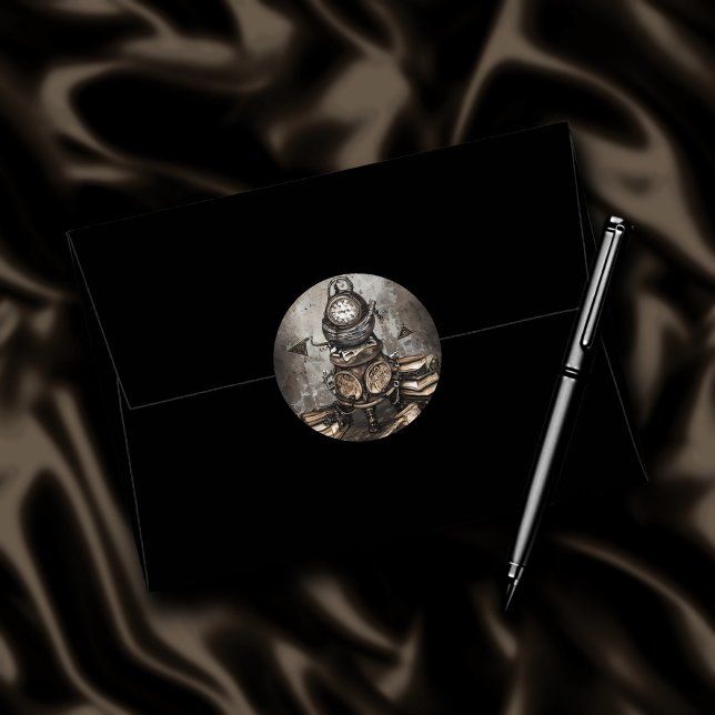 Ornate Steampunk Cauldron | Spellbooks and Clocks Classic Round Sticker (Creator Uploaded)