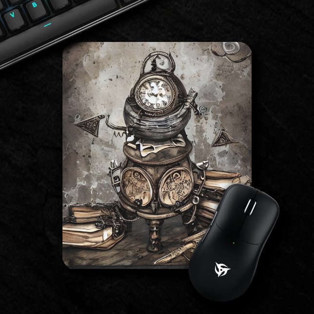 Ornate Steampunk Cauldron | Spellbooks and Clocks Mouse Mat (Creator Uploaded)