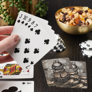 Ornate Steampunk Cauldron   Spellbooks and Clocks Playing Cards