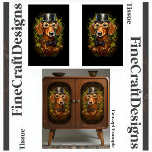 Ornate Steampunk Dachshund Dog Decoupage L&R 149 Tissue Paper