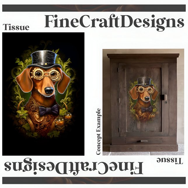 Ornate Steampunk Dachshund Dog Decoupage Right 149 Tissue Paper (Creator Uploaded)