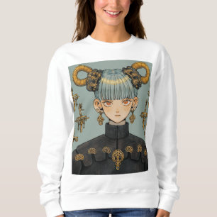 Ornate Steampunk Fantasy Anime Girl Sweatshirt