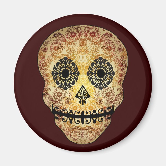 Ornate Sugar Skull Magnet (Front)