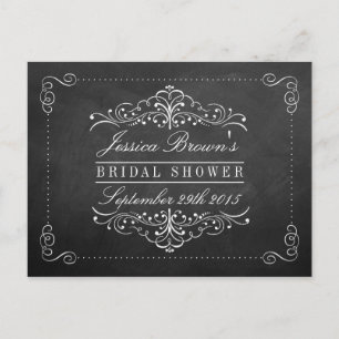 Ornate Swirl Chalkboard Bridal Shower Recipe Cards