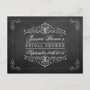 Ornate Swirl Chalkboard Bridal Shower Recipe Cards