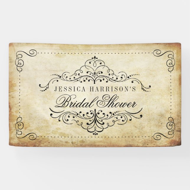 Ornate Swirl Vintage Bridal Shower Banner (Horizontal)