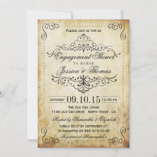 Ornate Swirl Vintage Engagement Shower Or Party Invitation