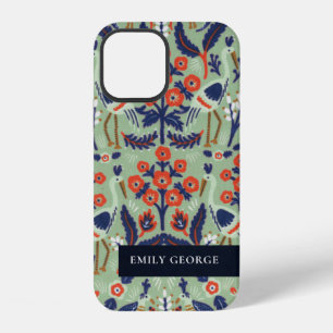 Ornate Teal Navy Classy Floral Peacock Pattern iPhone 12 Case