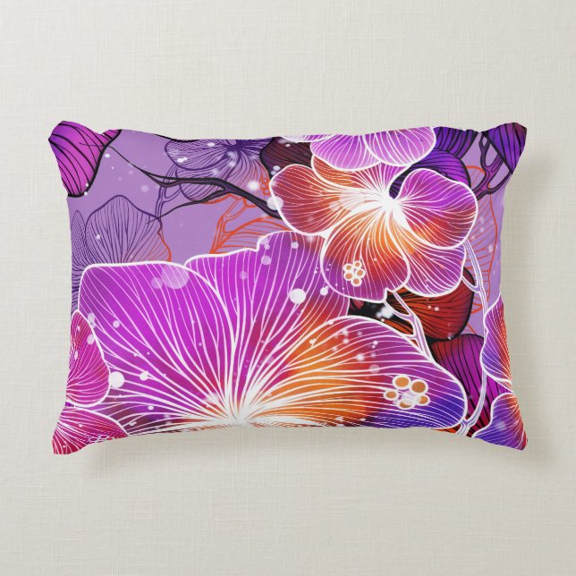 Ornate Tender Flowers Mix Pattern Decorative Cushion (Front)