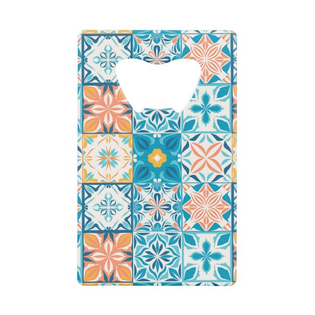 Ornate tiles in blue and orange (Front)