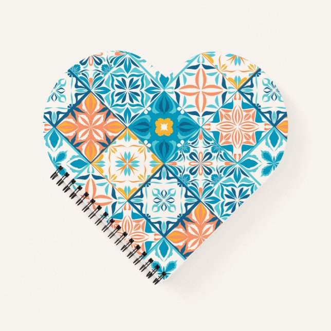 Ornate tiles in blue and orange notebook (Front)