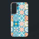Ornate tiles in blue and orange samsung galaxy case<br><div class="desc">Hand-drawn colourful tiles,  floral decorative design,  ornate tiles</div>