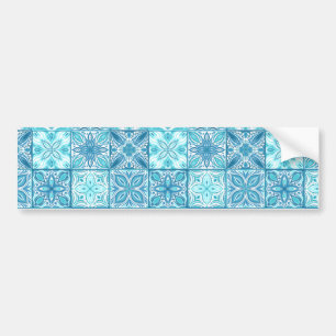 Ornate tiles in blue and white bumper sticker