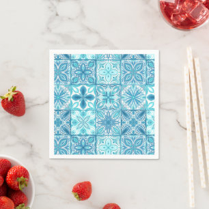 Ornate tiles in blue and white napkin