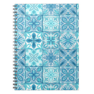 Ornate tiles in blue and white notebook
