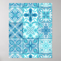Ornate tiles in blue and white