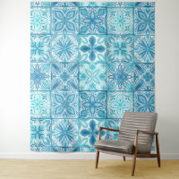 Ornate tiles in blue and white