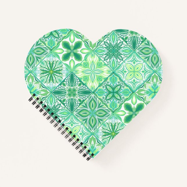 Ornate tiles in green and white notebook