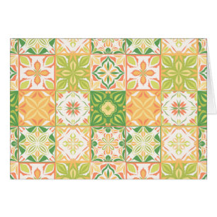 Ornate tiles in green and yellow