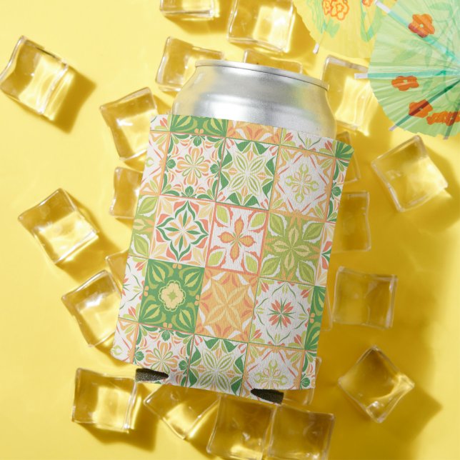 Ornate tiles in green and yellow can cooler (In Situ Summer)