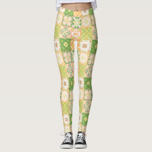 Ornate tiles in green and yellow leggings