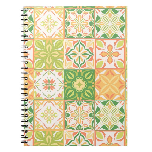 Ornate tiles in green and yellow notebook (Front)