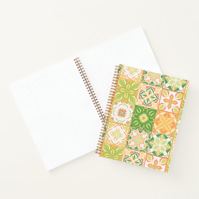 Ornate tiles in green and yellow notebook (Inside)