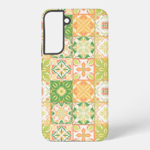 Ornate tiles in green and yellow samsung galaxy case