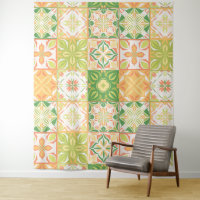 Ornate tiles in green and yellow