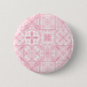 Ornate tiles in pink  6 cm round badge