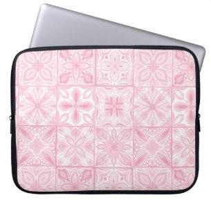 Ornate tiles in pink  laptop sleeve