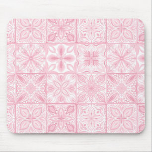 Ornate tiles in pink mouse mat