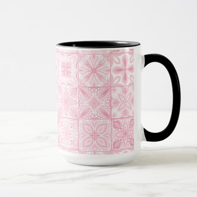 Ornate tiles in pink  mug (Right)