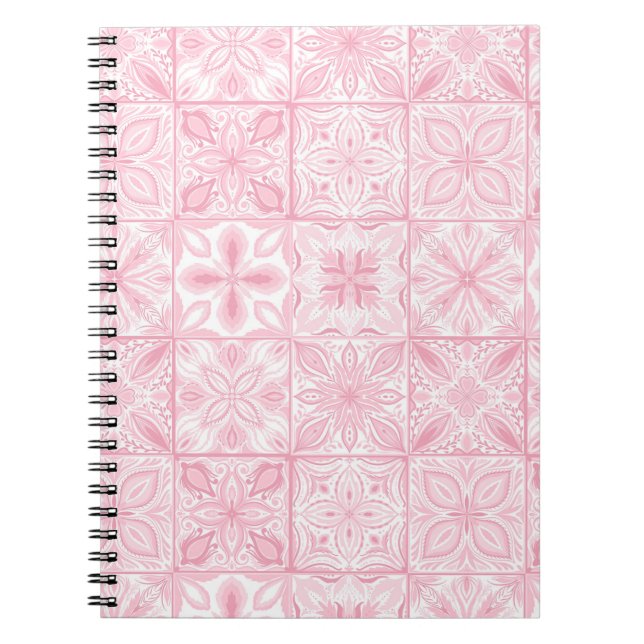 Ornate tiles in pink  notebook (Front)
