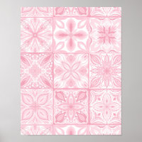 Ornate tiles in pink