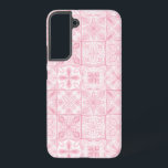 Ornate tiles in pink  samsung galaxy case<br><div class="desc">Hand-painted various ornate tiles with floral elements</div>